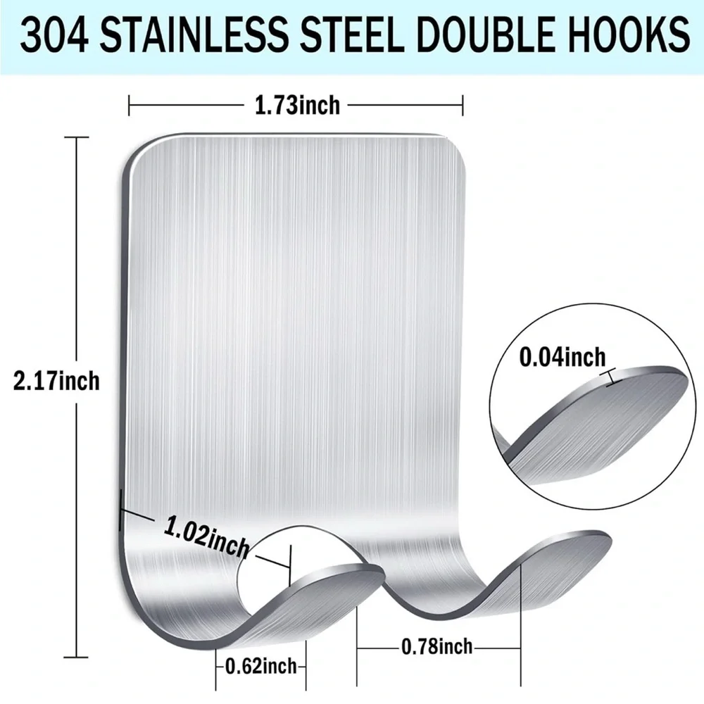 Razor Hanger Hooks for Bathroom Kitchen Stainless Steel Waterproof Self-Adhesive
